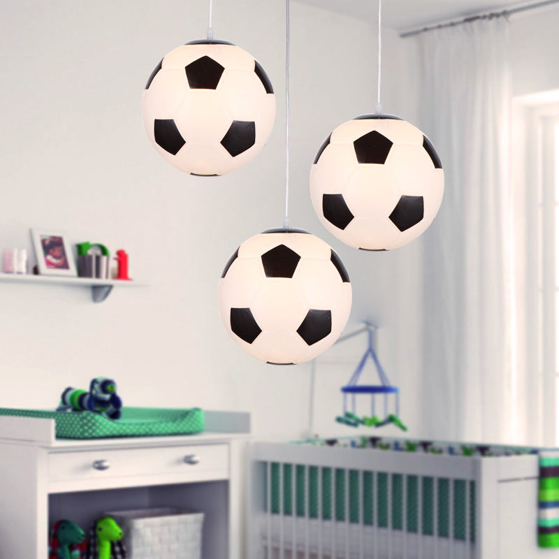 1 Light Football Ceiling Pendant Light Kids Metallic Suspended Lighting Fixture for Children Bedroom Clearhalo 'Ceiling Lights' 'Pendant Lights' 'Pendants' Lighting' 2579171