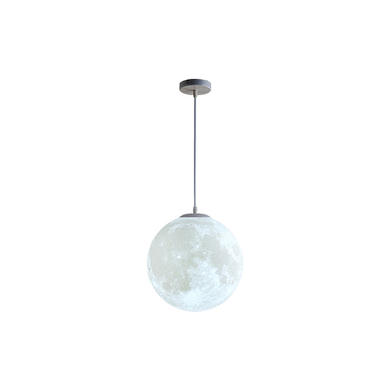 1 Light Moon Hanging Light Fixtures simplicity Nordic Style Plastic Ceiling Pendant Light for Bedroom White 6" Clearhalo 'Ceiling Lights' 'Pendant Lights' 'Pendants' Lighting' 2579183