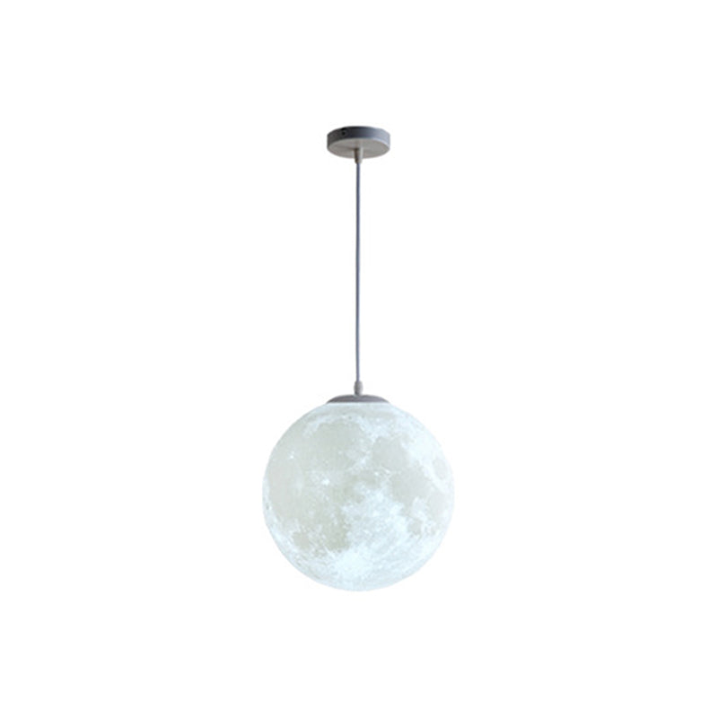 1 Light Moon Hanging Light Fixtures simplicity Nordic Style Plastic Ceiling Pendant Light for Bedroom White 7" Clearhalo 'Ceiling Lights' 'Pendant Lights' 'Pendants' Lighting' 2579184