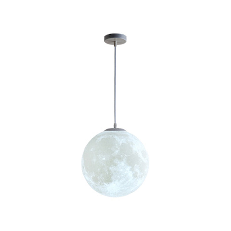 1 Light Moon Hanging Light Fixtures simplicity Nordic Style Plastic Ceiling Pendant Light for Bedroom White 8" Clearhalo 'Ceiling Lights' 'Pendant Lights' 'Pendants' Lighting' 2579186