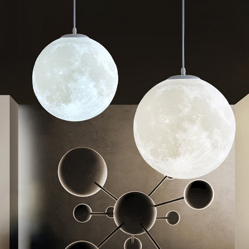 1 Light Moon Hanging Light Fixtures simplicity Nordic Style Plastic Ceiling Pendant Light for Bedroom Clearhalo 'Ceiling Lights' 'Pendant Lights' 'Pendants' Lighting' 2579187