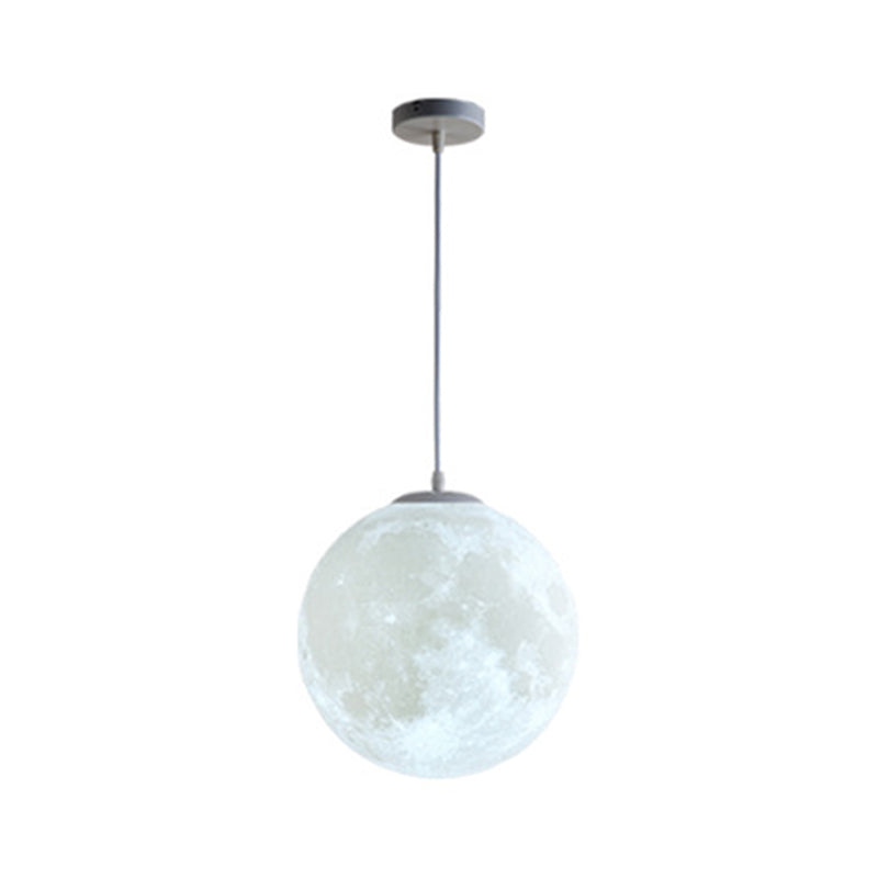 1 Light Moon Hanging Light Fixtures simplicity Nordic Style Plastic Ceiling Pendant Light for Bedroom White 10" Clearhalo 'Ceiling Lights' 'Pendant Lights' 'Pendants' Lighting' 2579188