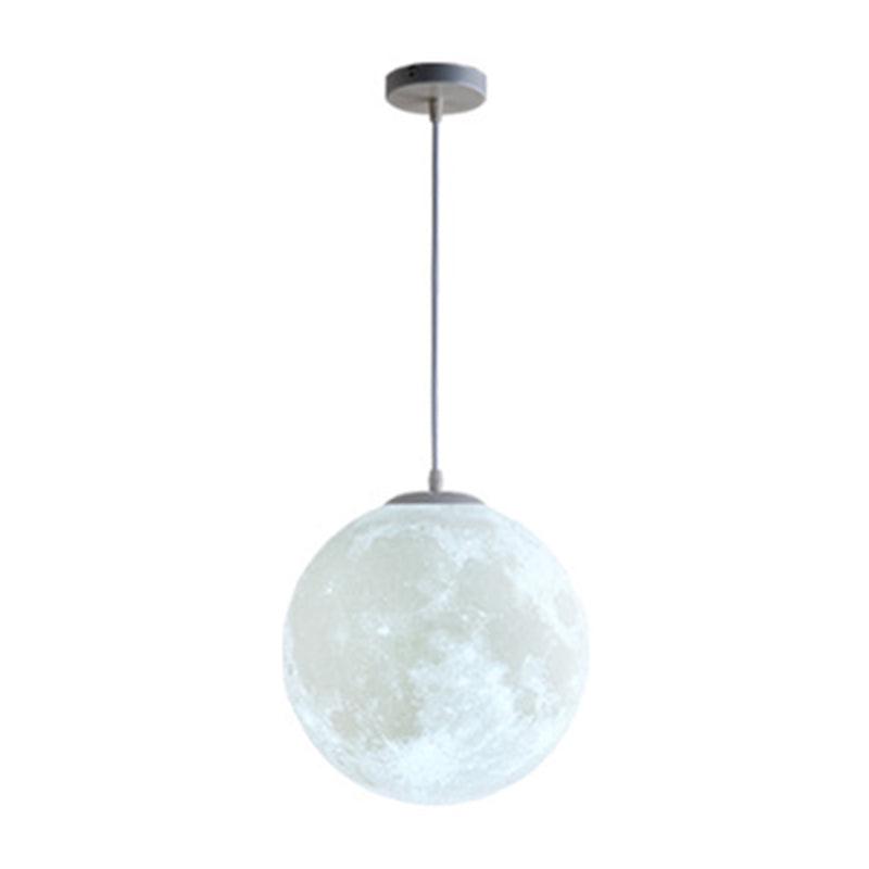 1 Light Moon Hanging Light Fixtures simplicity Nordic Style Plastic Ceiling Pendant Light for Bedroom White 12" Clearhalo 'Ceiling Lights' 'Pendant Lights' 'Pendants' Lighting' 2579190