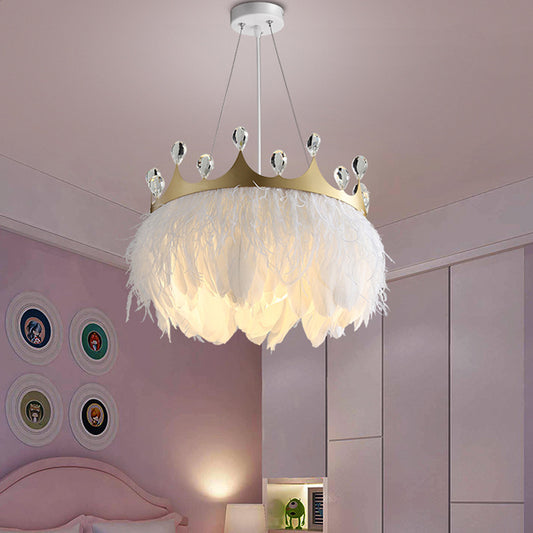 1 Light Crown Suspended Lighting Fixture simplicity Nordic Style Metallic Ceiling Lamp for Children Bedroom Clearhalo 'Ceiling Lights' 'Pendant Lights' 'Pendants' Lighting' 2579193