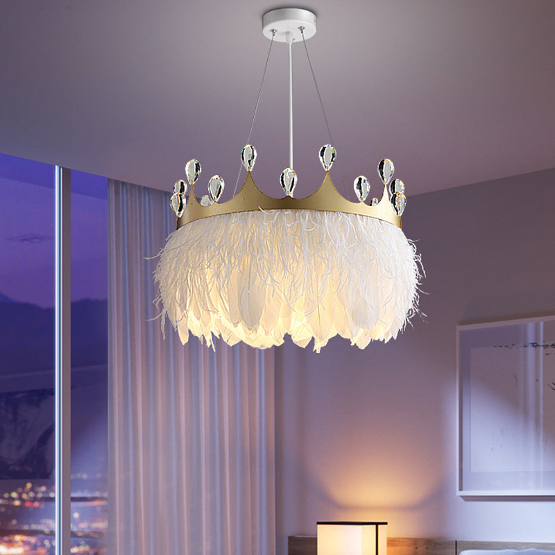 1 Light Crown Suspended Lighting Fixture simplicity Nordic Style Metallic Ceiling Lamp for Children Bedroom Clearhalo 'Ceiling Lights' 'Pendant Lights' 'Pendants' Lighting' 2579194