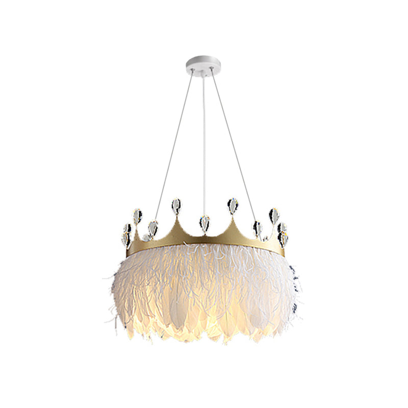 1 Light Crown Suspended Lighting Fixture simplicity Nordic Style Metallic Ceiling Lamp for Children Bedroom Clearhalo 'Ceiling Lights' 'Pendant Lights' 'Pendants' Lighting' 2579196