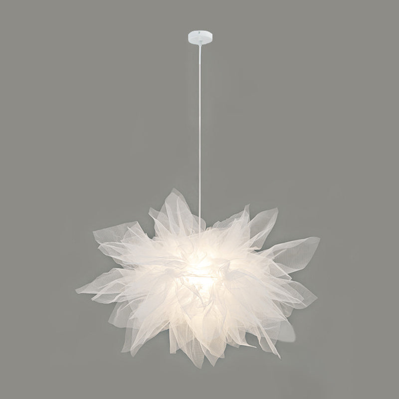 1 Light Flower Pendant Lighting Fixtures Nordic Style Fabric Hanging Ceiling Light for Bedroom Clearhalo 'Ceiling Lights' 'Pendant Lights' 'Pendants' Lighting' 2579209