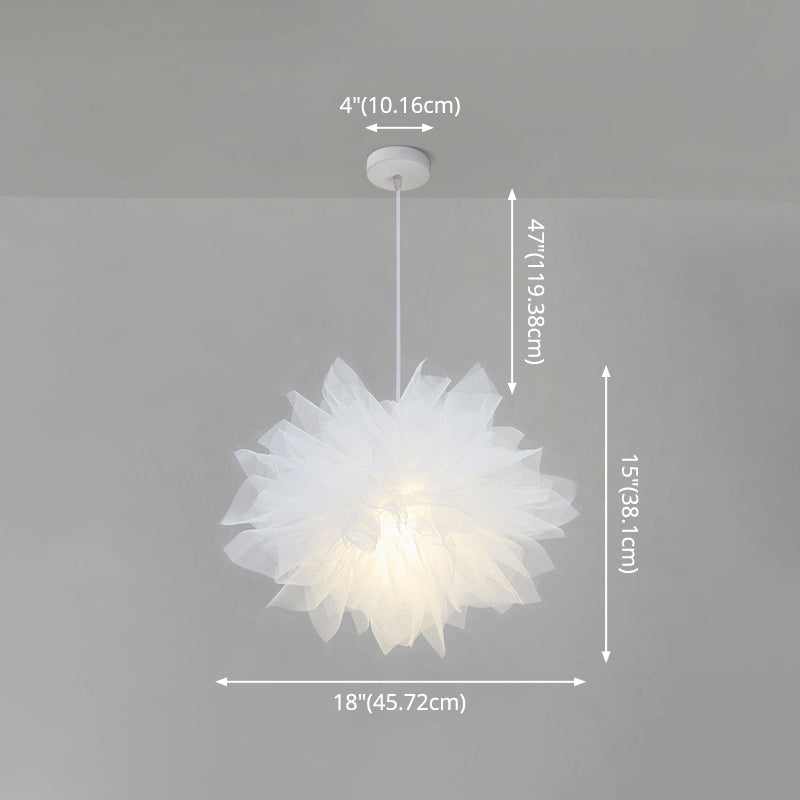 1 Light Flower Pendant Lighting Fixtures Nordic Style Fabric Hanging Ceiling Light for Bedroom Clearhalo 'Ceiling Lights' 'Pendant Lights' 'Pendants' Lighting' 2579212