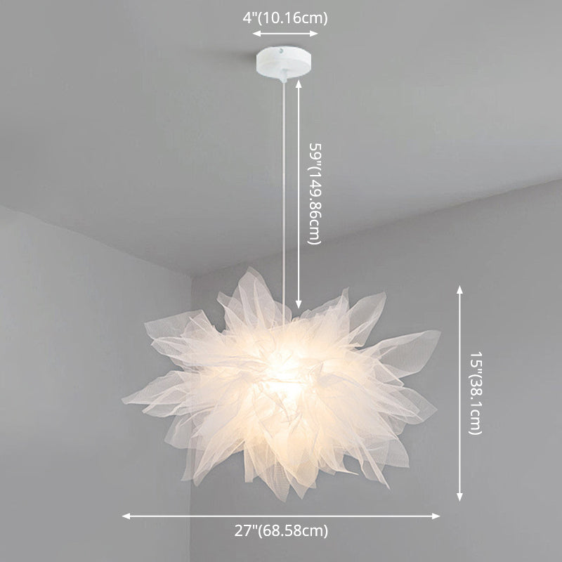 1 Light Flower Pendant Lighting Fixtures Nordic Style Fabric Hanging Ceiling Light for Bedroom Clearhalo 'Ceiling Lights' 'Pendant Lights' 'Pendants' Lighting' 2579213