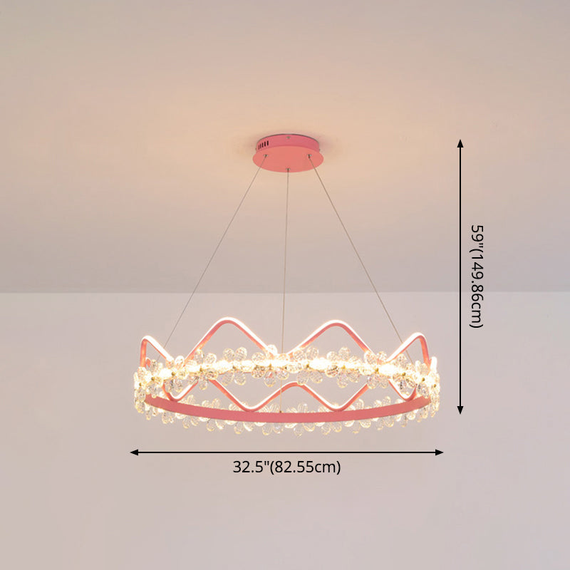 1 Light Crown Hanging Pendant Light Nordic Style Crystal Suspended Lighting Fixture for Living Room Clearhalo 'Ceiling Lights' 'Pendant Lights' 'Pendants' Lighting' 2579224