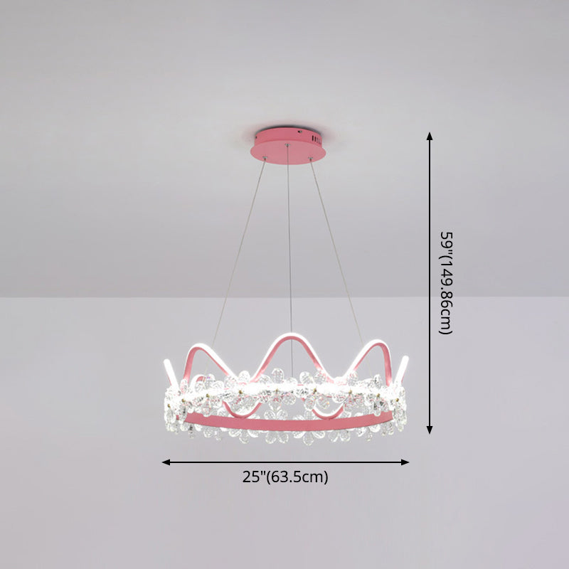 1 Light Crown Hanging Pendant Light Nordic Style Crystal Suspended Lighting Fixture for Living Room Clearhalo 'Ceiling Lights' 'Pendant Lights' 'Pendants' Lighting' 2579230