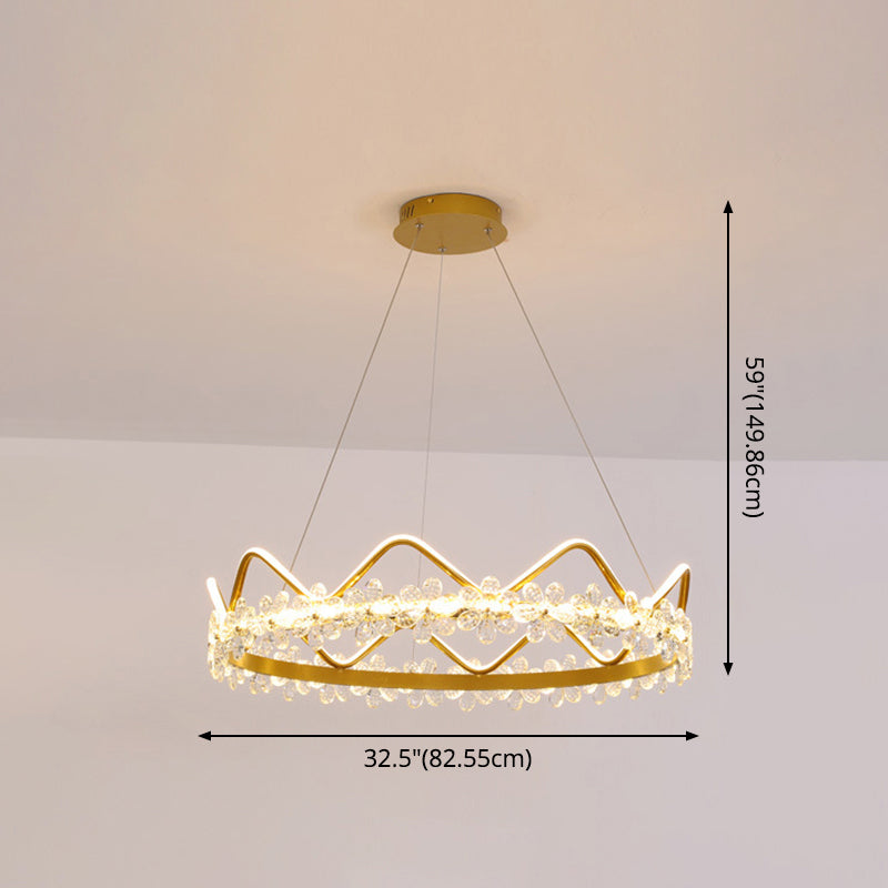 1 Light Crown Hanging Pendant Light Nordic Style Crystal Suspended Lighting Fixture for Living Room Clearhalo 'Ceiling Lights' 'Pendant Lights' 'Pendants' Lighting' 2579237