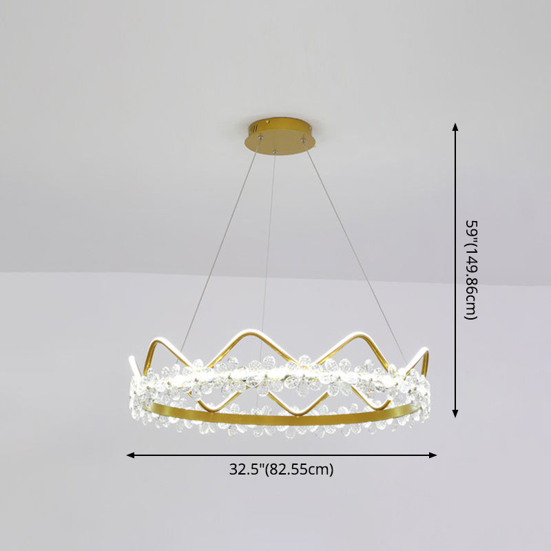 1 Light Crown Hanging Pendant Light Nordic Style Crystal Suspended Lighting Fixture for Living Room Clearhalo 'Ceiling Lights' 'Pendant Lights' 'Pendants' Lighting' 2579238