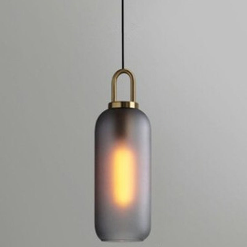 Contemporary Blown Glass Pendant Light 1-Light Hanging Pendant Lighting For Bedroom Grey 5" Clearhalo 'Ceiling Lights' 'Glass shade' 'Glass' 'Modern Pendants' 'Modern' 'Pendant Lights' 'Pendants' Lighting' 2579286