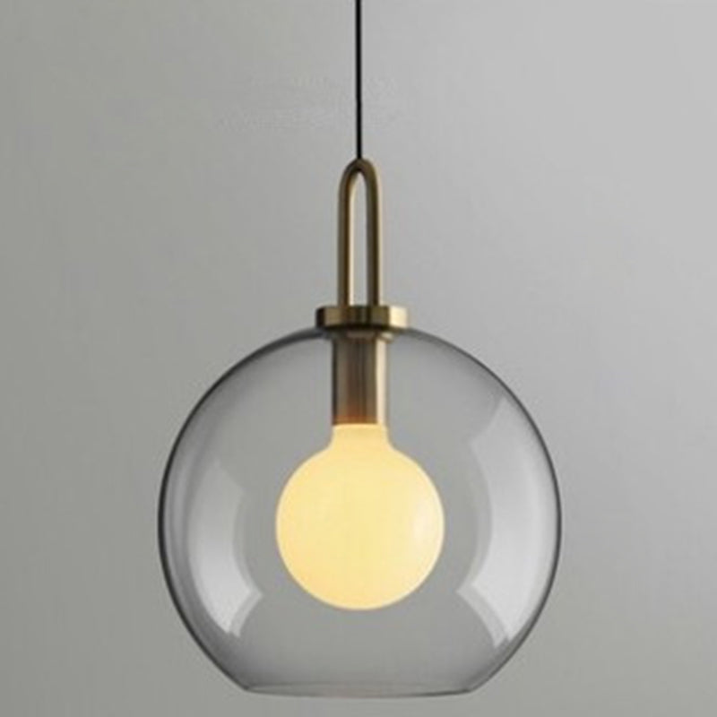 Contemporary Blown Glass Pendant Light 1-Light Hanging Pendant Lighting For Bedroom Clear 12" Clearhalo 'Ceiling Lights' 'Glass shade' 'Glass' 'Modern Pendants' 'Modern' 'Pendant Lights' 'Pendants' Lighting' 2579294