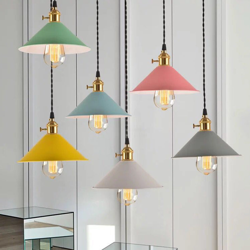 Nordic Industrial Umbrella Pendant Light Metal Colorful Macarons 1-Light Pendant Lighting Clearhalo 'Art Deco Pendants' 'Cast Iron' 'Ceiling Lights' 'Ceramic' 'Crystal' 'Industrial Pendants' 'Industrial' 'Metal' 'Middle Century Pendants' 'Pendant Lights' 'Pendants' 'Tiffany' Lighting' 2579346