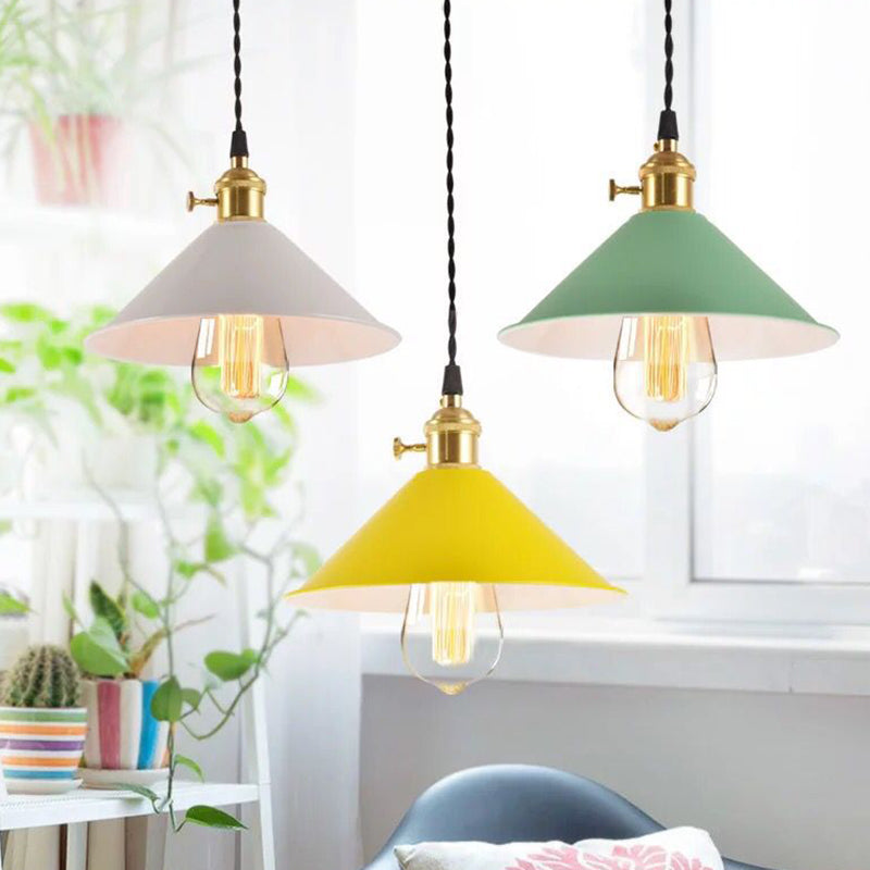 Nordic Industrial Umbrella Pendant Light Metal Colorful Macarons 1-Light Pendant Lighting Clearhalo 'Art Deco Pendants' 'Cast Iron' 'Ceiling Lights' 'Ceramic' 'Crystal' 'Industrial Pendants' 'Industrial' 'Metal' 'Middle Century Pendants' 'Pendant Lights' 'Pendants' 'Tiffany' Lighting' 2579349