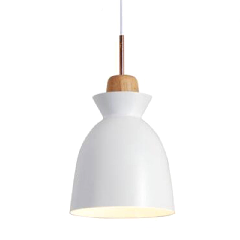 Modern Minimalist Wooden Top Pendant Light Metal Colorful Macarons 1-Light Pendant Lighting Clearhalo 'Ceiling Lights' 'Pendant Lights' 'Pendants' Lighting' options 2579401