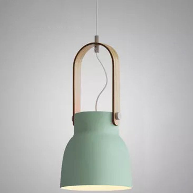 1-Light Upside Down Trifle Pendant Lamp Nordic Modern Style Metal Restaurant Hanging Lamp Green 7.5" Clearhalo 'Ceiling Lights' 'Modern Pendants' 'Modern' 'Pendant Lights' 'Pendants' Lighting' 2579446