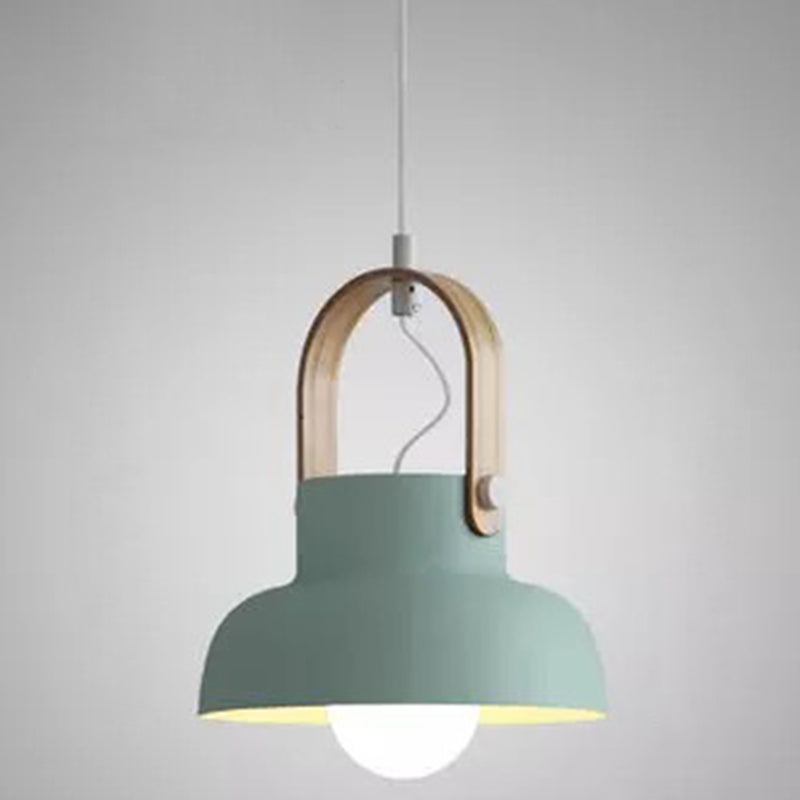 1-Light Upside Down Trifle Pendant Lamp Nordic Modern Style Metal Restaurant Hanging Lamp Green 9" Clearhalo 'Ceiling Lights' 'Modern Pendants' 'Modern' 'Pendant Lights' 'Pendants' Lighting' 2579458