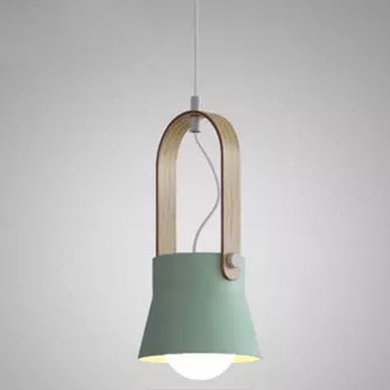 1-Light Upside Down Trifle Pendant Lamp Nordic Modern Style Metal Restaurant Hanging Lamp Green 6.5" Clearhalo 'Ceiling Lights' 'Modern Pendants' 'Modern' 'Pendant Lights' 'Pendants' Lighting' 2579477