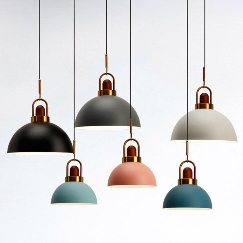 1-Light Bowl Pendant Lamp Nordic Macarons Style Metal Restaurant Hanging Lamp Clearhalo 'Ceiling Lights' 'Modern Pendants' 'Modern' 'Pendant Lights' 'Pendants' Lighting' 2579508