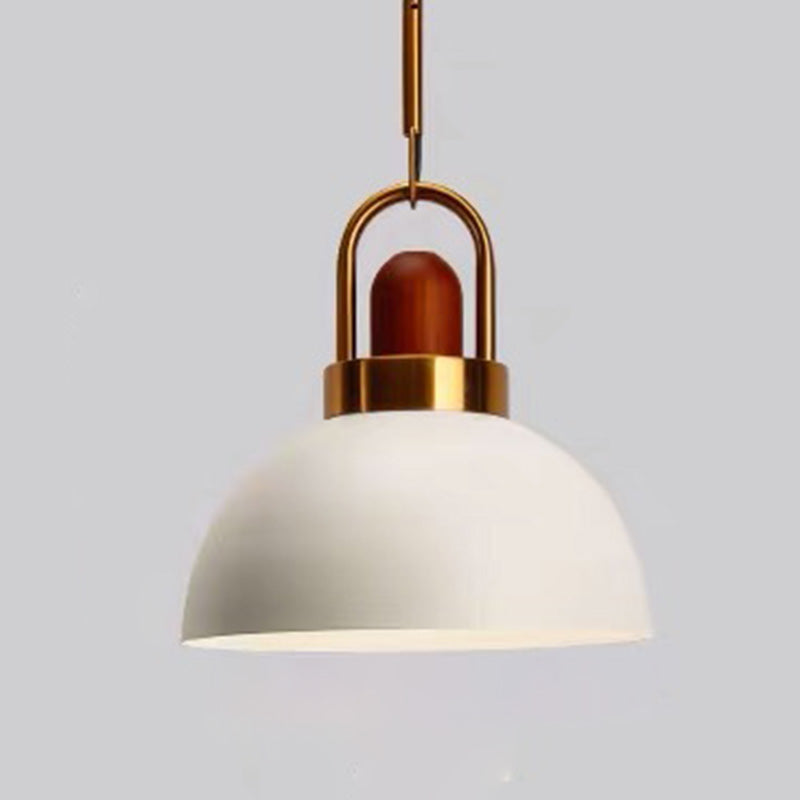 1-Light Bowl Pendant Lamp Nordic Macarons Style Metal Restaurant Hanging Lamp White 10" Clearhalo 'Ceiling Lights' 'Modern Pendants' 'Modern' 'Pendant Lights' 'Pendants' Lighting' 2579513