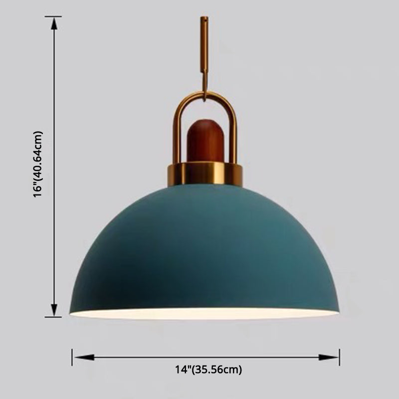 1-Light Bowl Pendant Lamp Nordic Macarons Style Metal Restaurant Hanging Lamp Clearhalo 'Ceiling Lights' 'Modern Pendants' 'Modern' 'Pendant Lights' 'Pendants' Lighting' 2579518