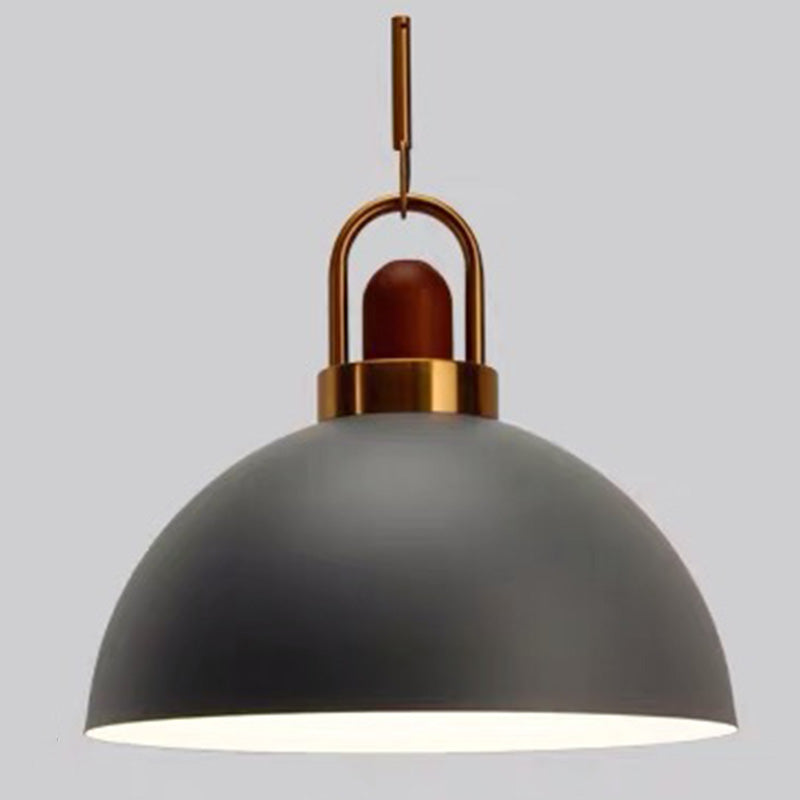 1-Light Bowl Pendant Lamp Nordic Macarons Style Metal Restaurant Hanging Lamp Grey 14" Clearhalo 'Ceiling Lights' 'Modern Pendants' 'Modern' 'Pendant Lights' 'Pendants' Lighting' 2579523