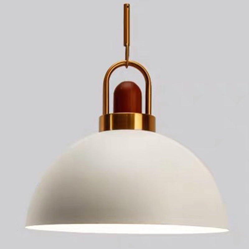 1-Light Bowl Pendant Lamp Nordic Macarons Style Metal Restaurant Hanging Lamp White 14" Clearhalo 'Ceiling Lights' 'Modern Pendants' 'Modern' 'Pendant Lights' 'Pendants' Lighting' 2579526