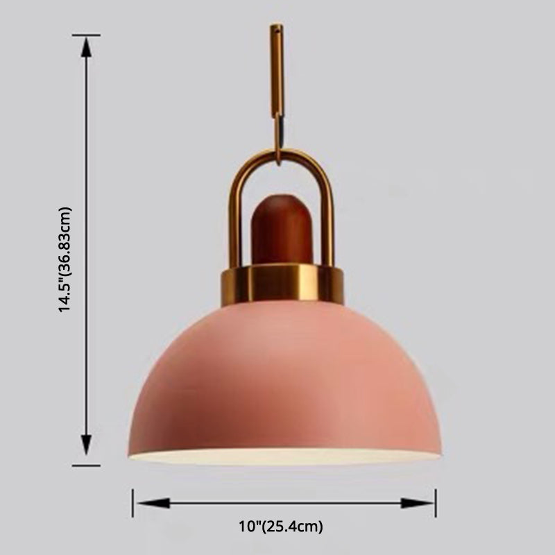 1-Light Bowl Pendant Lamp Nordic Macarons Style Metal Restaurant Hanging Lamp Clearhalo 'Ceiling Lights' 'Modern Pendants' 'Modern' 'Pendant Lights' 'Pendants' Lighting' 2579529