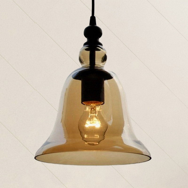 Bell Pendant Lamp Modernism Amber/Clear Glass 1 Head Dining Room Hanging Light Fixture Clearhalo 'Ceiling Lights' 'Glass shade' 'Glass' 'Modern Pendants' 'Modern' 'Pendant Lights' 'Pendants' Lighting' 257953