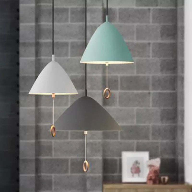 Modern Macarons Tapered Pendant Light Metal 1-Light Pendant Lighting with Pull Ring Clearhalo 'Ceiling Lights' 'Modern Pendants' 'Modern' 'Pendant Lights' 'Pendants' Lighting' 2579534