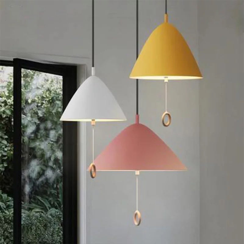 Modern Macarons Tapered Pendant Light Metal 1-Light Pendant Lighting with Pull Ring Clearhalo 'Ceiling Lights' 'Modern Pendants' 'Modern' 'Pendant Lights' 'Pendants' Lighting' 2579535