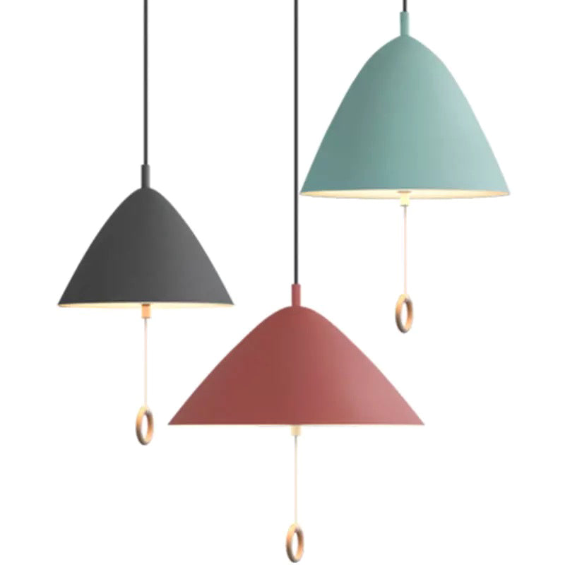 Modern Macarons Tapered Pendant Light Metal 1-Light Pendant Lighting with Pull Ring Clearhalo 'Ceiling Lights' 'Modern Pendants' 'Modern' 'Pendant Lights' 'Pendants' Lighting' 2579538