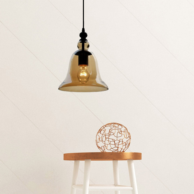 Bell Pendant Lamp Modernism Amber/Clear Glass 1 Head Dining Room Hanging Light Fixture Clearhalo 'Ceiling Lights' 'Glass shade' 'Glass' 'Modern Pendants' 'Modern' 'Pendant Lights' 'Pendants' Lighting' 257954