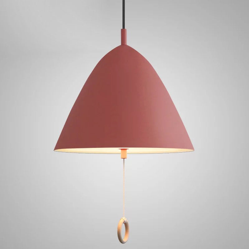 Modern Macarons Tapered Pendant Light Metal 1-Light Pendant Lighting with Pull Ring Red 13" Clearhalo 'Ceiling Lights' 'Modern Pendants' 'Modern' 'Pendant Lights' 'Pendants' Lighting' 2579540