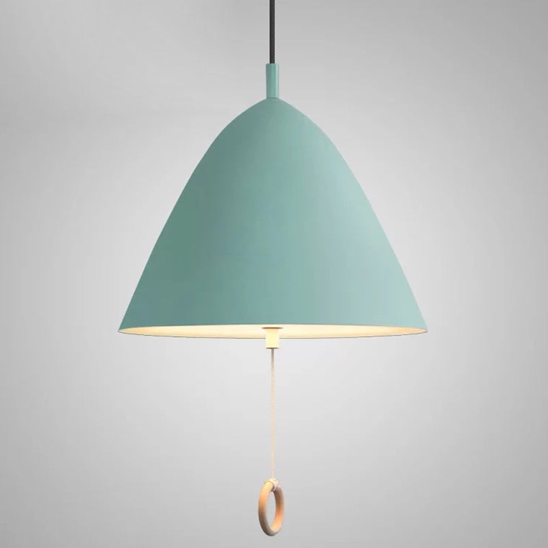 Modern Macarons Tapered Pendant Light Metal 1-Light Pendant Lighting with Pull Ring Blue 13" Clearhalo 'Ceiling Lights' 'Modern Pendants' 'Modern' 'Pendant Lights' 'Pendants' Lighting' 2579546