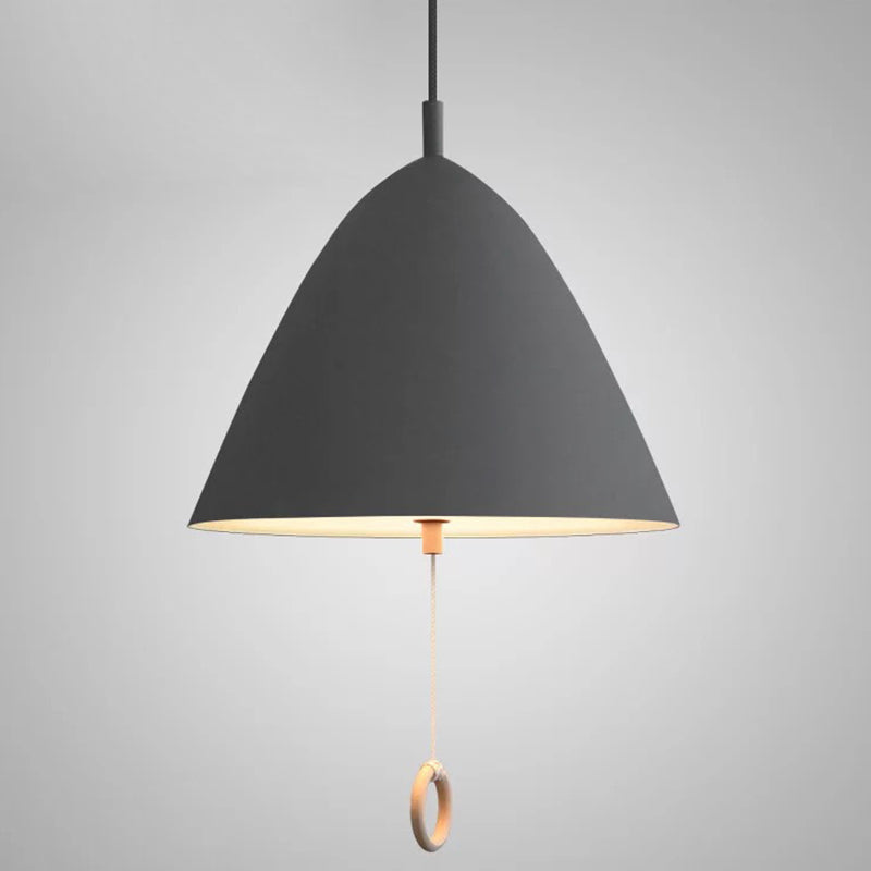 Modern Macarons Tapered Pendant Light Metal 1-Light Pendant Lighting with Pull Ring Grey 13" Clearhalo 'Ceiling Lights' 'Modern Pendants' 'Modern' 'Pendant Lights' 'Pendants' Lighting' 2579549