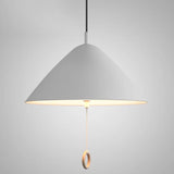 Modern Macarons Tapered Pendant Light Metal 1-Light Pendant Lighting with Pull Ring White 16" Clearhalo 'Ceiling Lights' 'Modern Pendants' 'Modern' 'Pendant Lights' 'Pendants' Lighting' 2579556