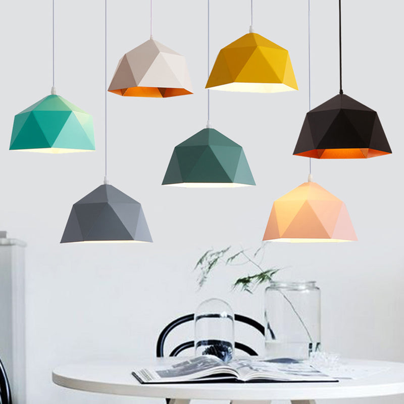 1-Light Diamond Pendant Lamp Nordic Macarons Style Metal Dining Room Hanging Lamp Clearhalo 'Ceiling Lights' 'Modern Pendants' 'Modern' 'Pendant Lights' 'Pendants' Lighting' 2579557