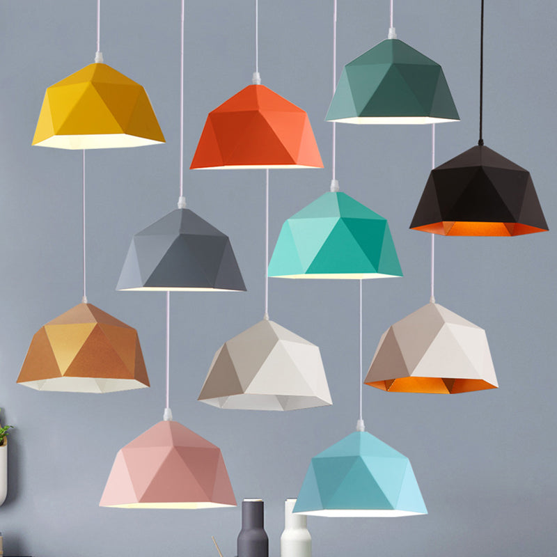 1-Light Diamond Pendant Lamp Nordic Macarons Style Metal Dining Room Hanging Lamp Clearhalo 'Ceiling Lights' 'Modern Pendants' 'Modern' 'Pendant Lights' 'Pendants' Lighting' 2579558