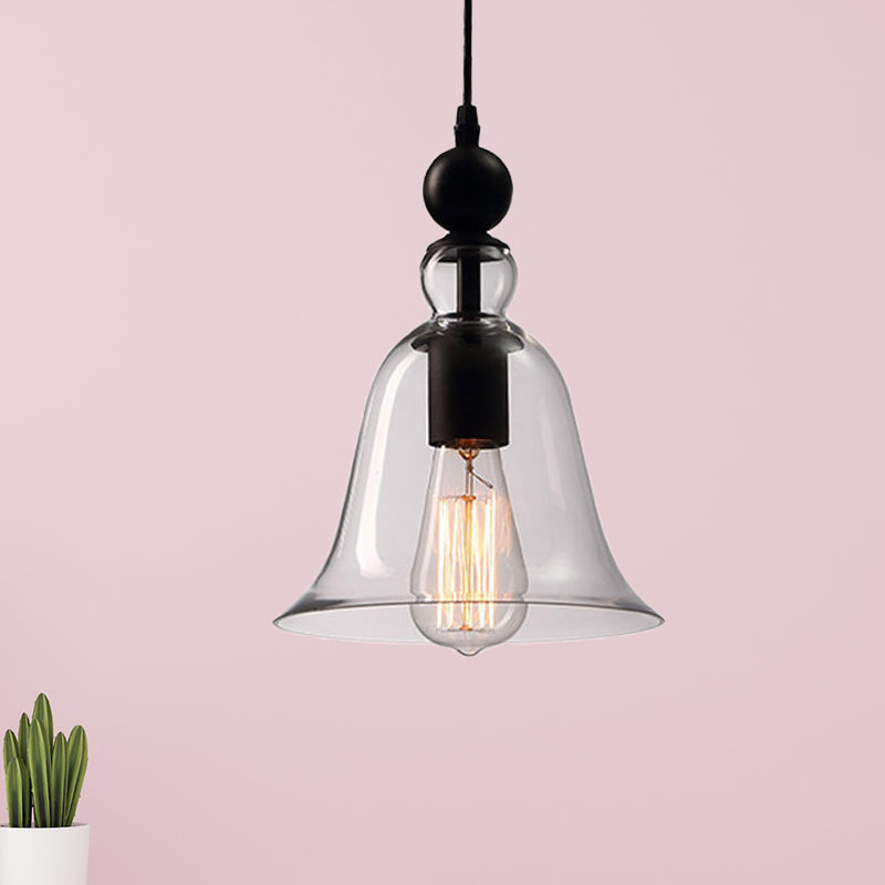 Bell Pendant Lamp Modernism Amber/Clear Glass 1 Head Dining Room Hanging Light Fixture Clear Clearhalo 'Ceiling Lights' 'Glass shade' 'Glass' 'Modern Pendants' 'Modern' 'Pendant Lights' 'Pendants' Lighting' 257956