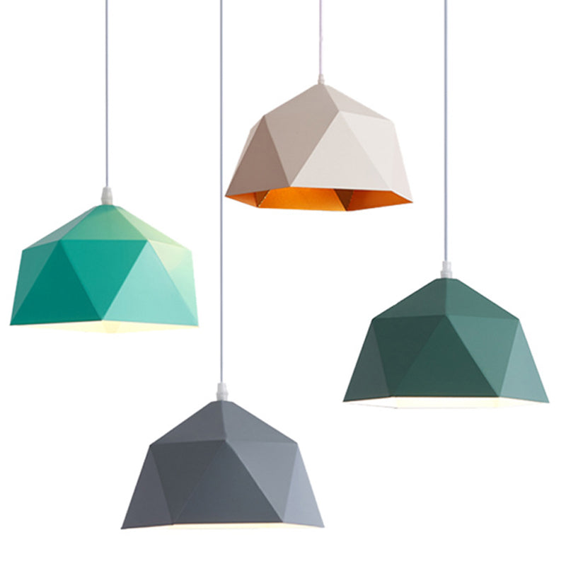 1-Light Diamond Pendant Lamp Nordic Macarons Style Metal Dining Room Hanging Lamp Clearhalo 'Ceiling Lights' 'Modern Pendants' 'Modern' 'Pendant Lights' 'Pendants' Lighting' 2579561