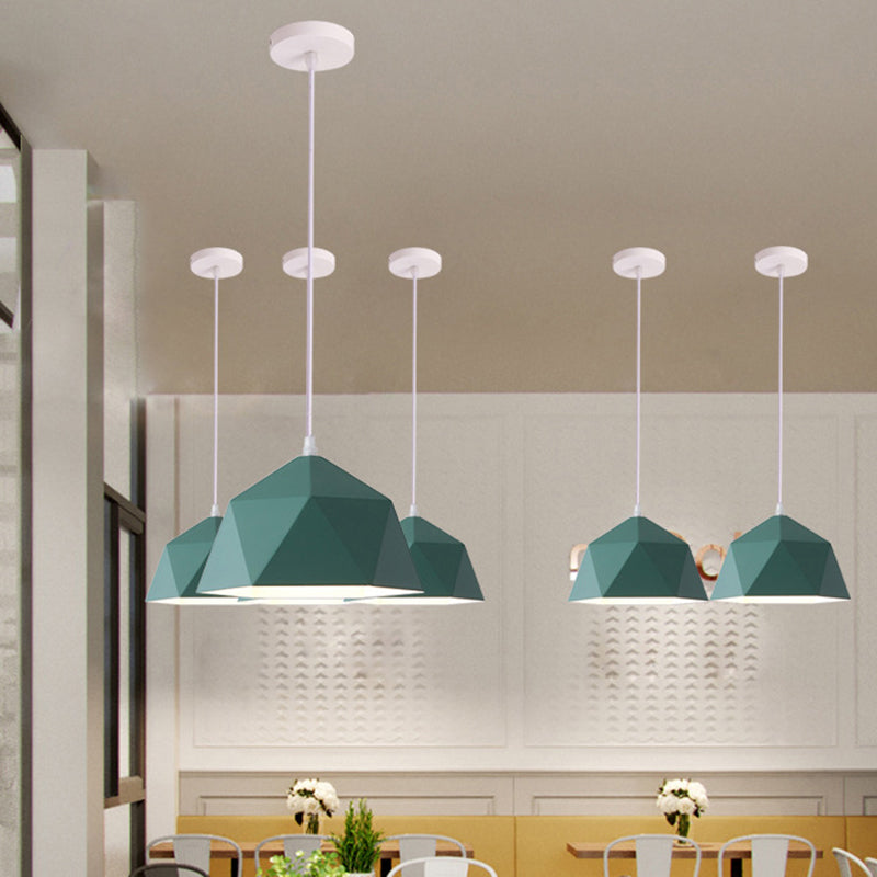 1-Light Diamond Pendant Lamp Nordic Macarons Style Metal Dining Room Hanging Lamp Clearhalo 'Ceiling Lights' 'Modern Pendants' 'Modern' 'Pendant Lights' 'Pendants' Lighting' 2579563