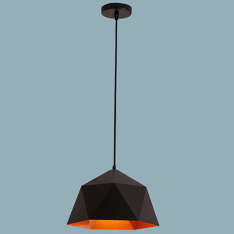 1-Light Diamond Pendant Lamp Nordic Macarons Style Metal Dining Room Hanging Lamp Black 10" Clearhalo 'Ceiling Lights' 'Modern Pendants' 'Modern' 'Pendant Lights' 'Pendants' Lighting' 2579573