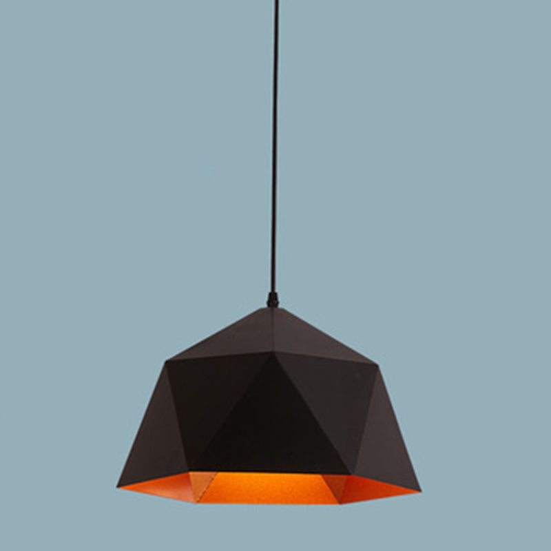 1-Light Diamond Pendant Lamp Nordic Macarons Style Metal Dining Room Hanging Lamp Black 15" Clearhalo 'Ceiling Lights' 'Modern Pendants' 'Modern' 'Pendant Lights' 'Pendants' Lighting' 2579575