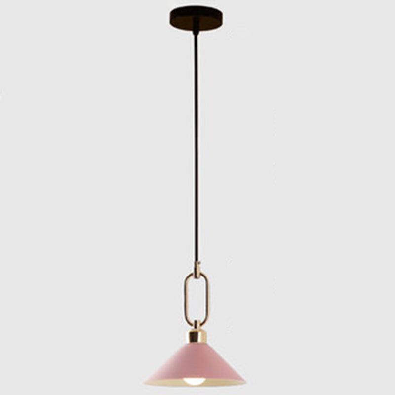 Modern Macarons Umbrella Shade Pendant Light Metal Pendant Lighting with Metal Ring Pink Round Clearhalo 'Ceiling Lights' 'Modern Pendants' 'Modern' 'Pendant Lights' 'Pendants' Lighting' 2579592