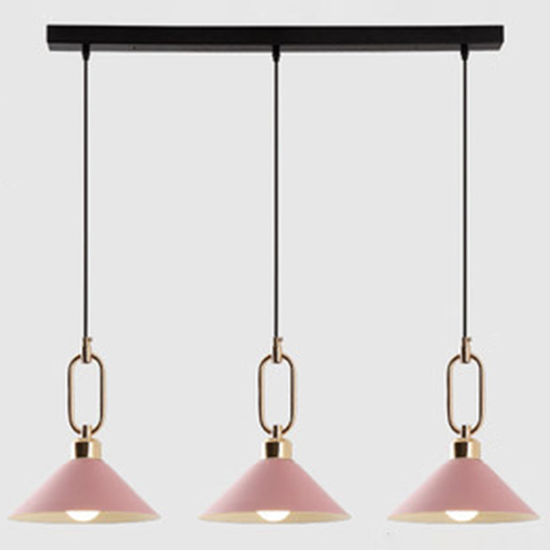 Modern Macarons Umbrella Shade Pendant Light Metal Pendant Lighting with Metal Ring Pink Linear Clearhalo 'Ceiling Lights' 'Modern Pendants' 'Modern' 'Pendant Lights' 'Pendants' Lighting' 2579603