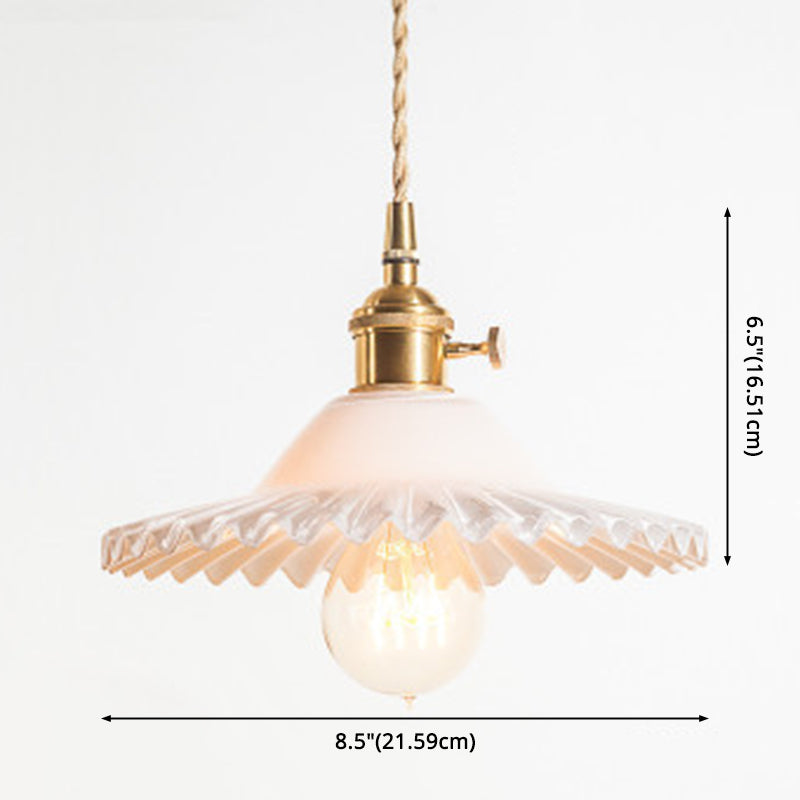 Scalloped Glass Shade Hanging Ceiling Light Vintage Industrial 1-Light Living Room Drop Pendant Clearhalo 'Ceiling Lights' 'Glass shade' 'Glass' 'Industrial Pendants' 'Industrial' 'Middle Century Pendants' 'Pendant Lights' 'Pendants' 'Tiffany' Lighting' 2579658